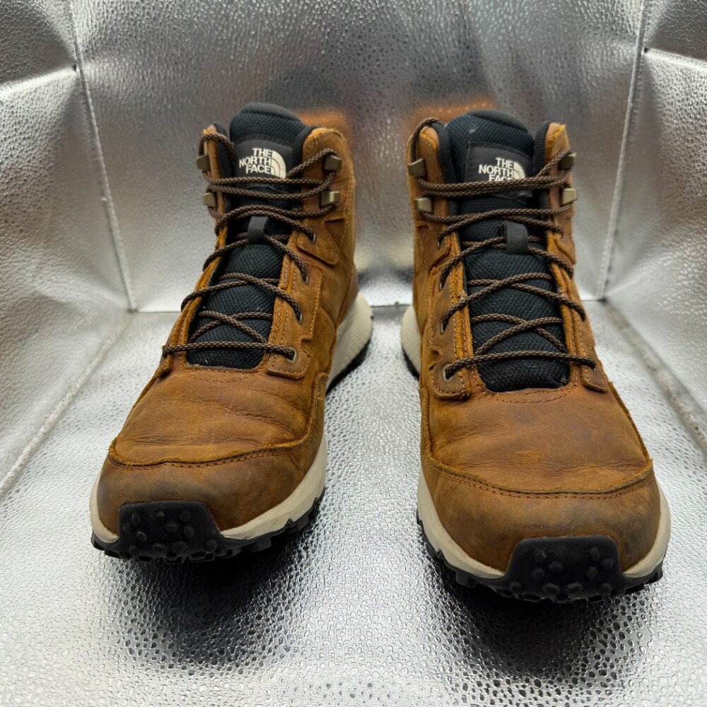 Size 12 The North‎ Face Vals II Mid Brown Mens Leather Waterproof Hiking Boots - Picture 3 of 10